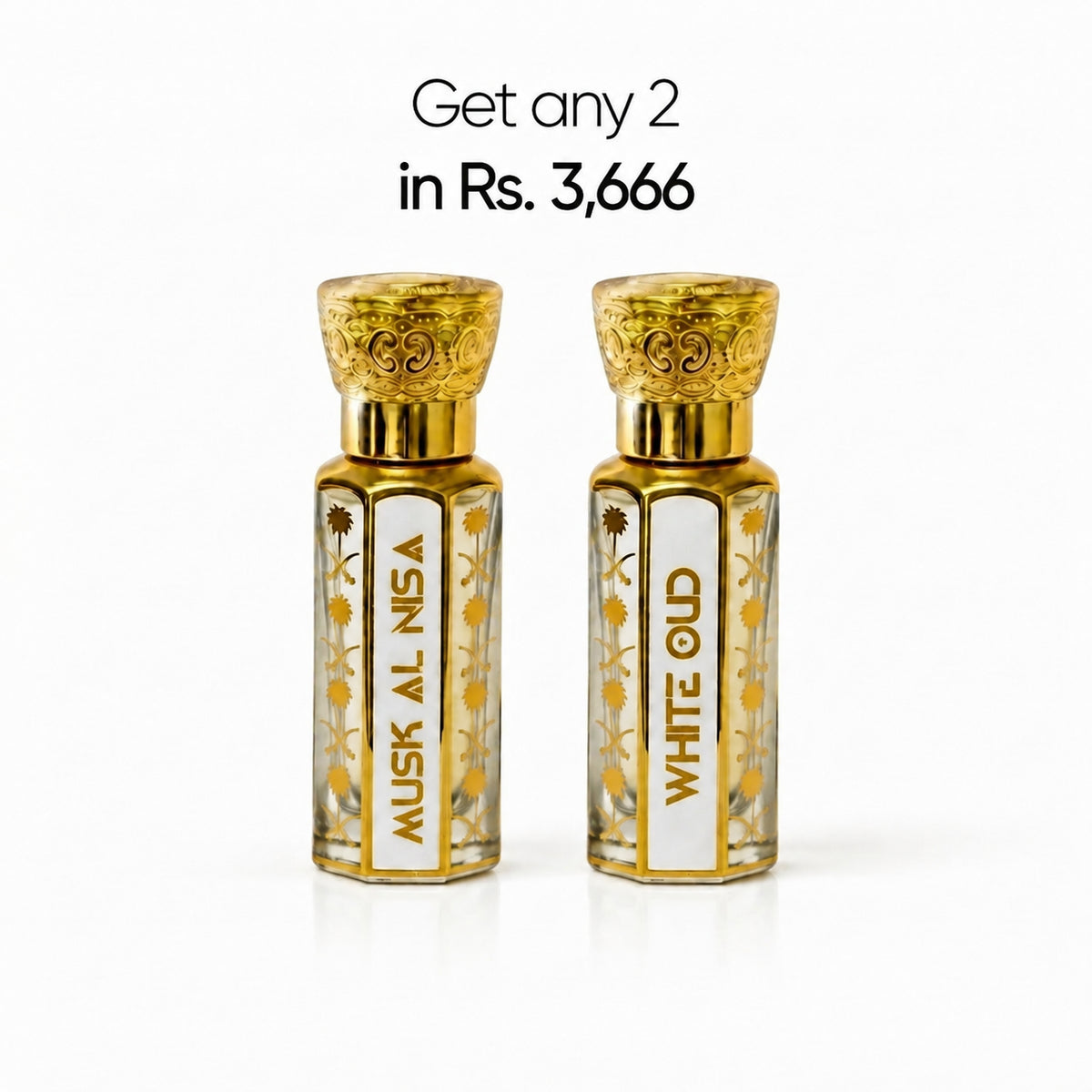 White Oud and Musk Al Nisa his and hers attar gift set, 2 x 12ml