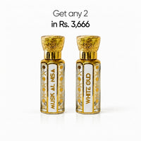 White Oud and Musk Al Nisa his and hers attar gift set, 2 x 12ml