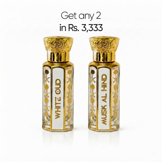 White Oud and Musk Al Hind attar gift set, 2 x 12ml