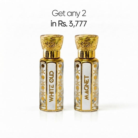 White Oud and Magnet attar gift set for men, 2 x 12ml